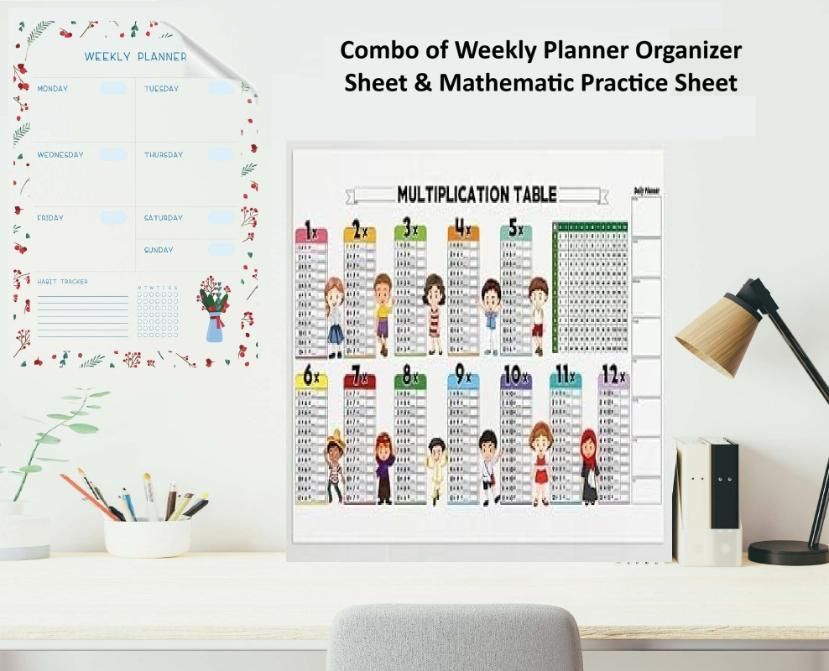 Premium Combo – Weekly Planner Organizer Sheet & Mathematics Practice Sheet