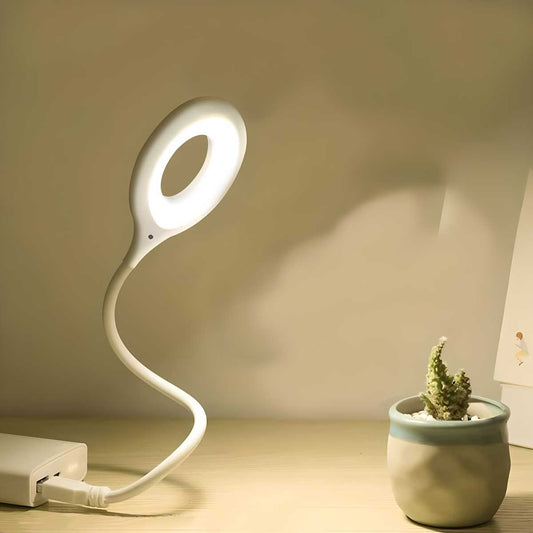 LED Light Flexible USB Clip-On Desk Lamp – 20 LED, 3 Brightness Settings, Rechargeable & Eye-Care