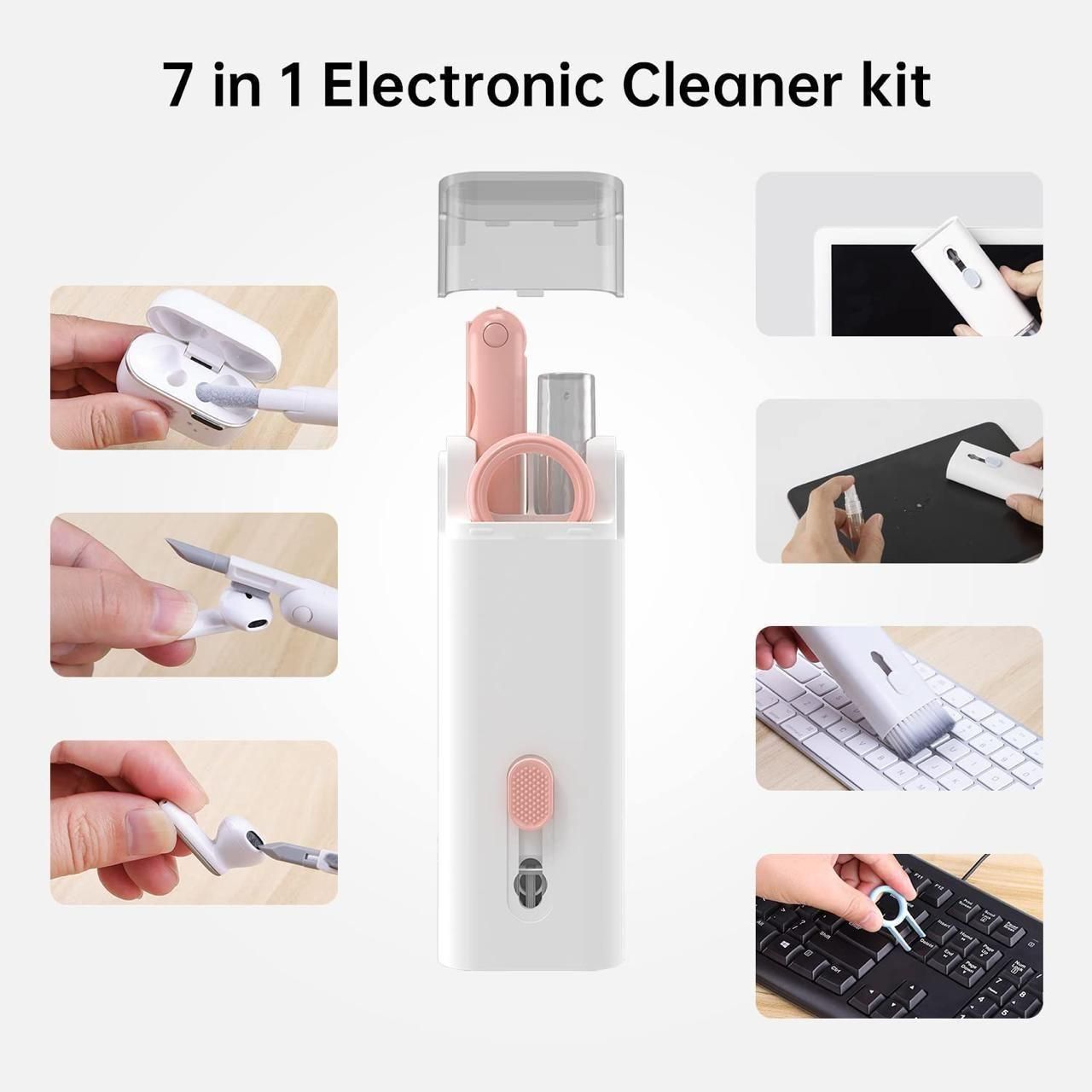 7-in-1 Multi-Purpose Electronic Cleaning Kit with Brush – For Earbuds, Keyboards, Laptops & Gadgets