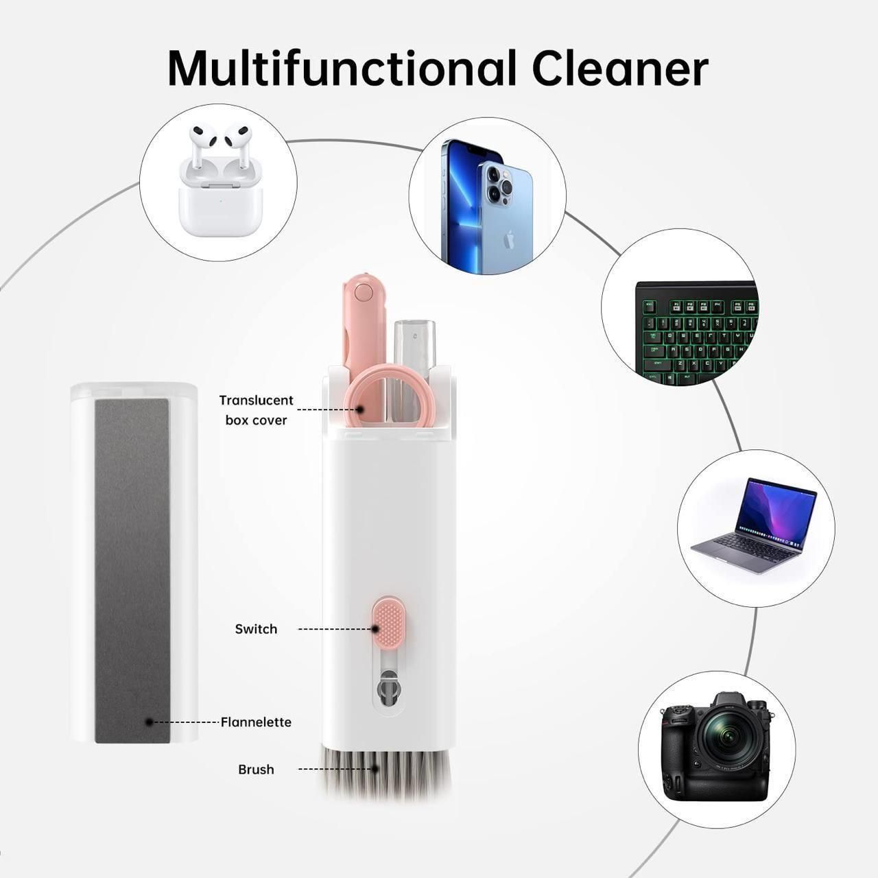 7-in-1 Multi-Purpose Electronic Cleaning Kit with Brush – For Earbuds, Keyboards, Laptops & Gadgets